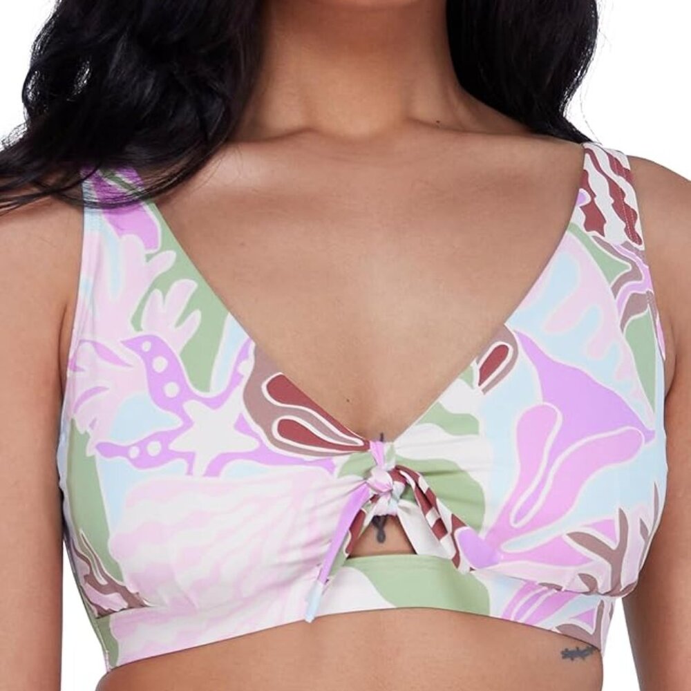 NWOT DDD 34 Underwire Adjustable Shoulder Tie-Front Turquoise Swim Top